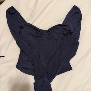 Grey/ blue crop top long sleeve